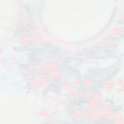 Per Una Womens White Floral Viscose Basic T-Shirt Size 18 Scoop Neck - Ruffle