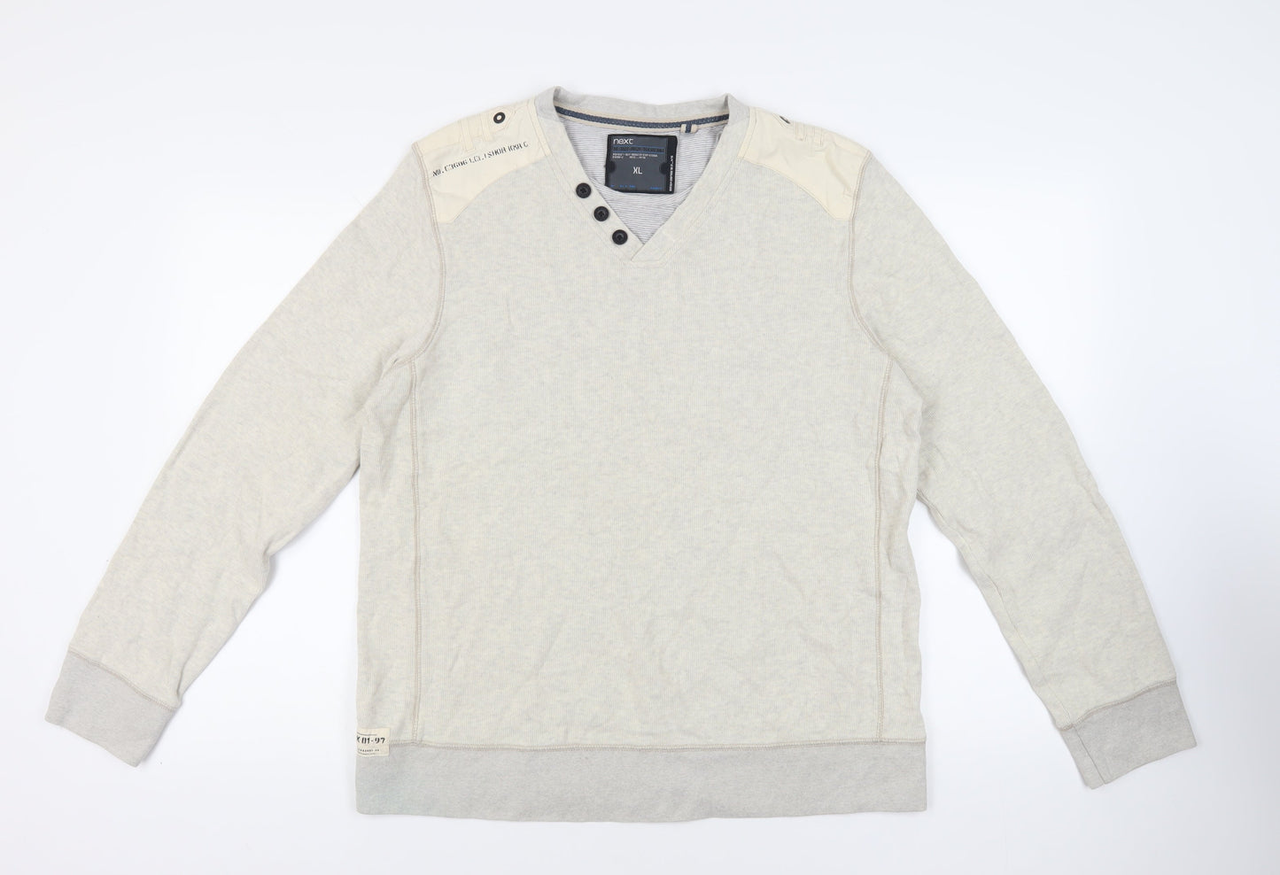 NEXT Mens Beige Cotton Pullover Sweatshirt Size XL