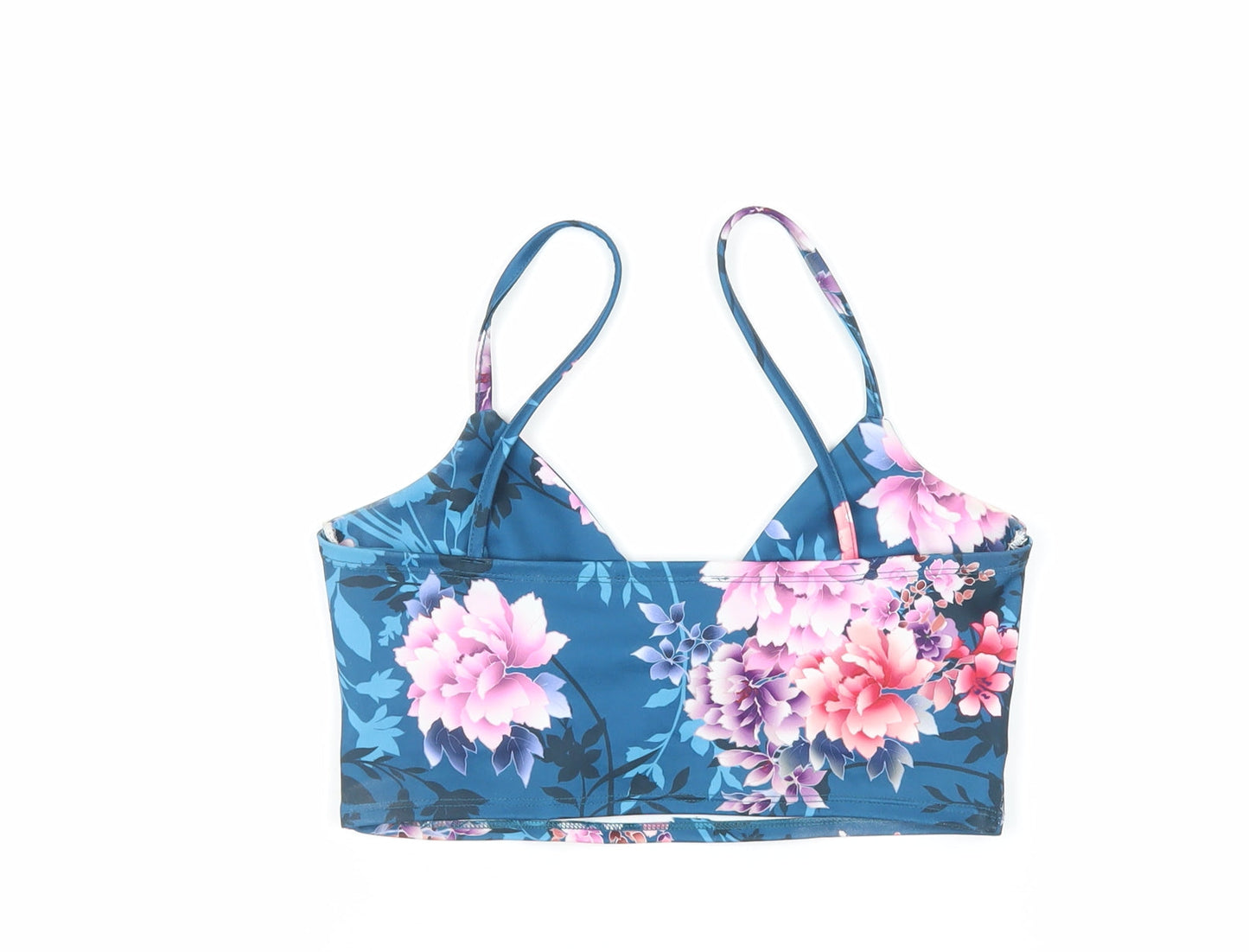 Missguided Womens Blue Floral Polyester Cropped Tank Size 10 Sweetheart - Bralette Top