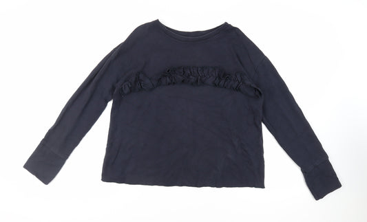 NEXT Womens Blue Cotton Pullover Sweatshirt Size 12 Pullover - Ruffle