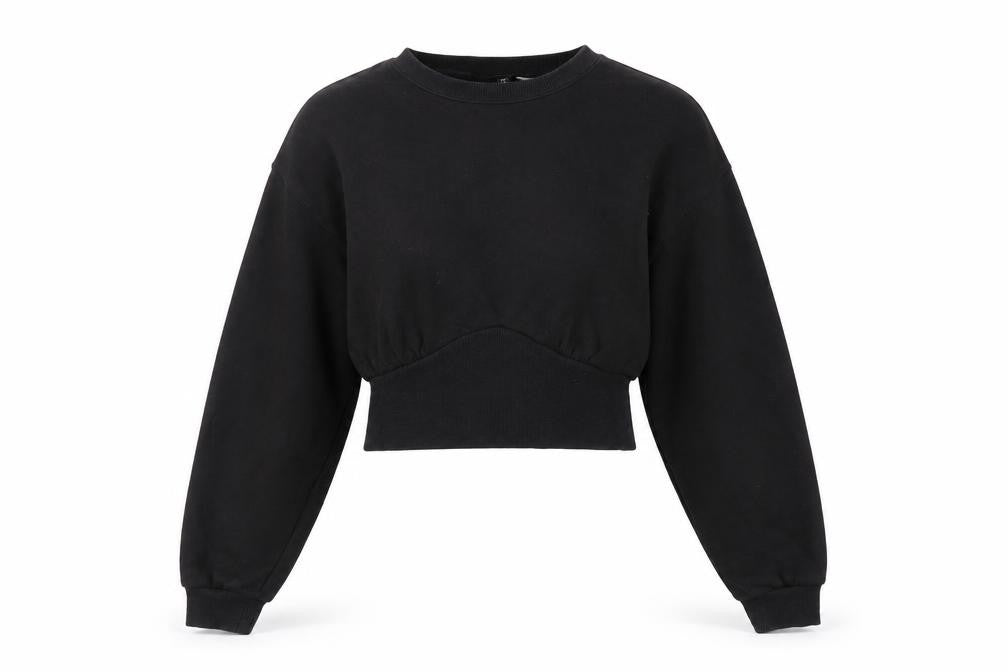 Divided by H&M Womens Black Cotton Pullover Sweatshirt Size S Pullover - Cropped