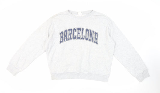 H&M Womens Grey Cotton Pullover Sweatshirt Size S Pullover - Barcelona