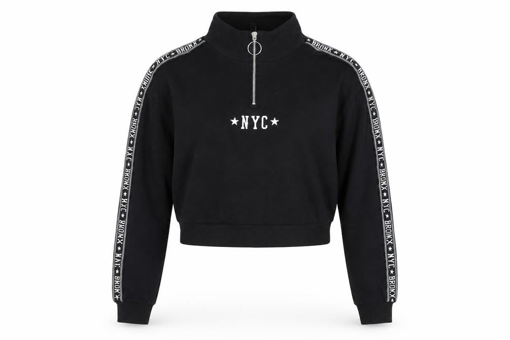 Divided by H&M Womens Black Cotton Pullover Sweatshirt Size M Zip - NYC Bronx