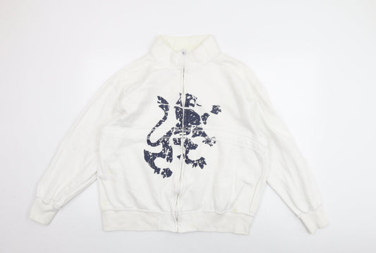 Daniel Lei Mens White Cotton Full Zip Sweatshirt Size XL