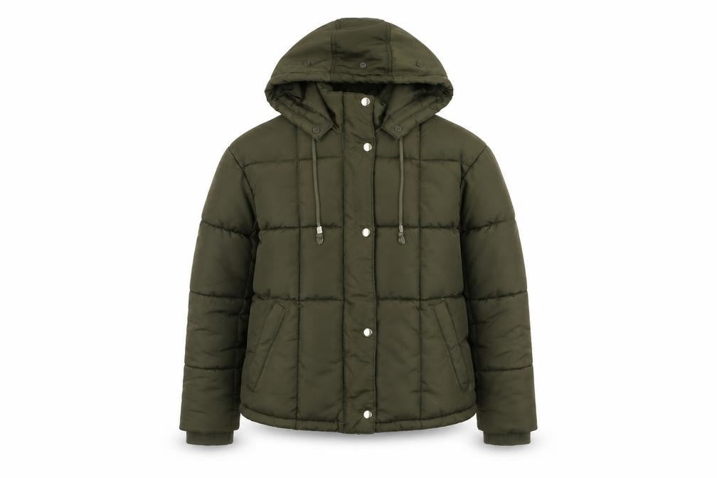 Topshop Womens Green Puffer Jacket Coat Size 6 Zip