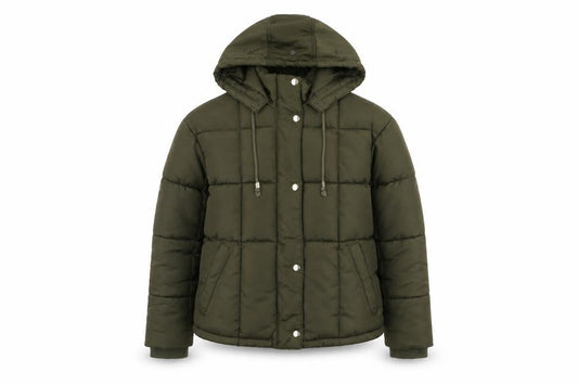Topshop Womens Green Puffer Jacket Coat Size 6 Zip