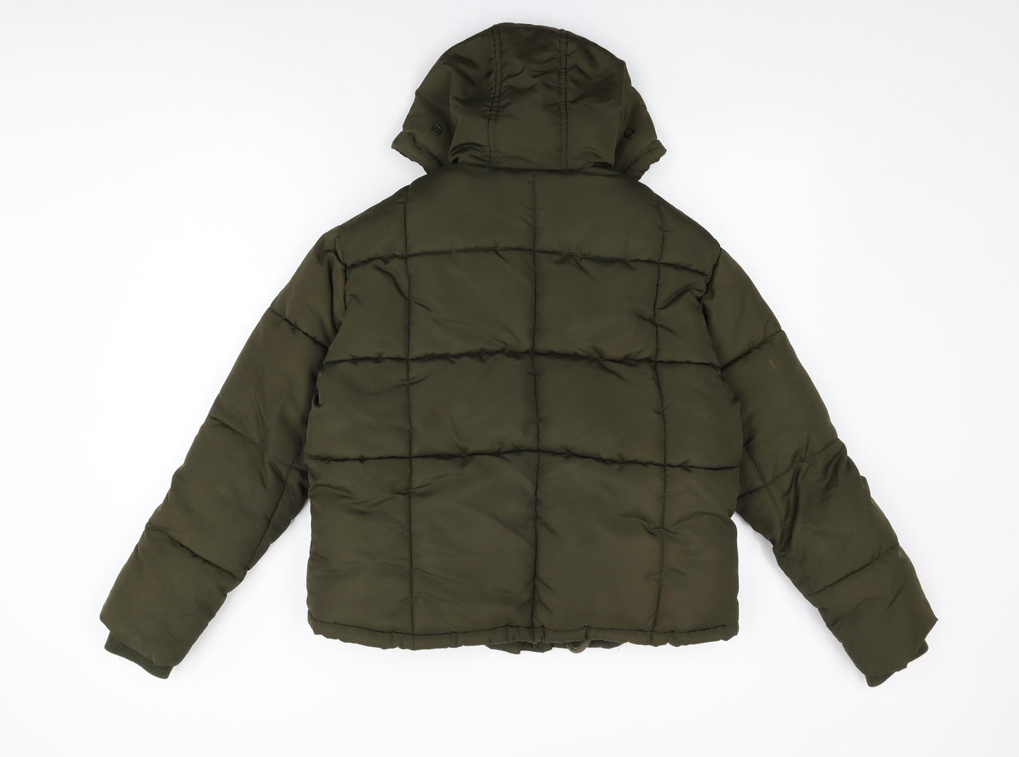 Topshop Womens Green Puffer Jacket Coat Size 6 Zip