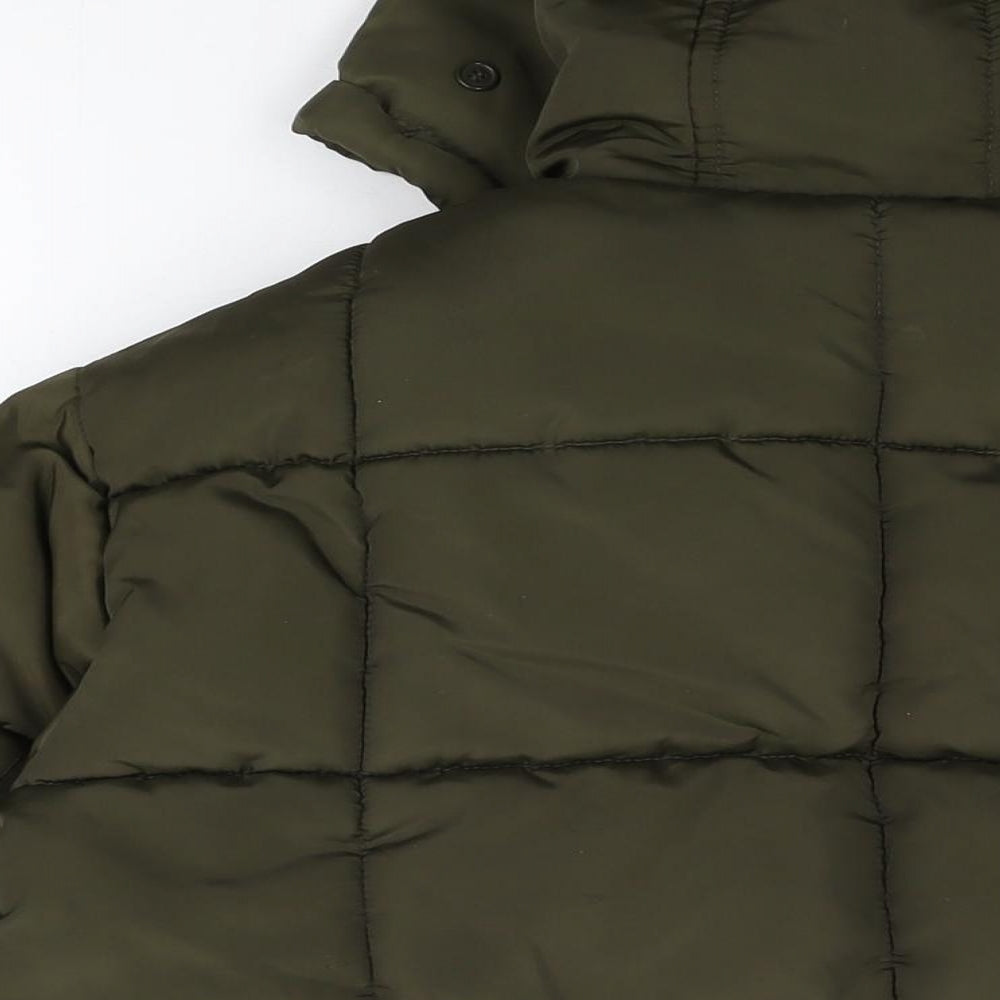 Topshop Womens Green Puffer Jacket Coat Size 6 Zip