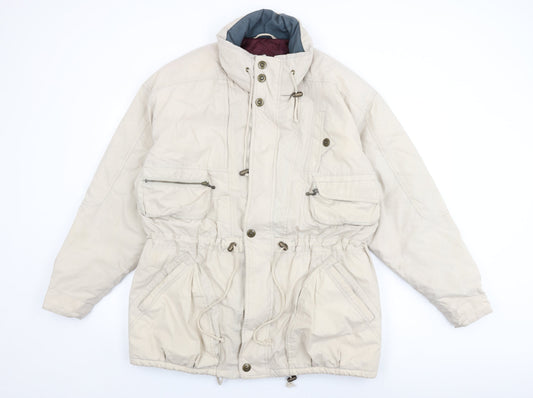 Casual Club Mens Beige Overcoat Coat Size L Zip