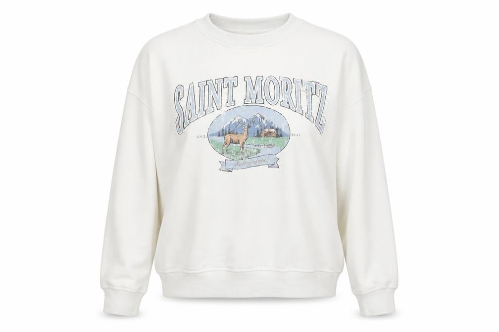H&M Womens White Cotton Pullover Sweatshirt Size L Pullover - Saint Moritz