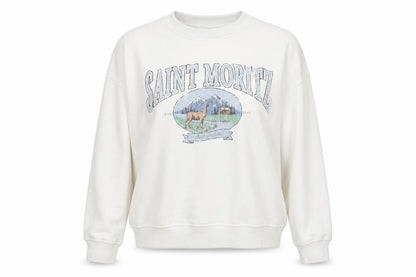 H&M Womens White Cotton Pullover Sweatshirt Size L Pullover - Saint Moritz
