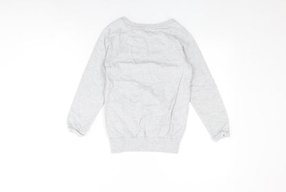 Next Girls Grey Cotton Pullover Sweatshirt Size 9 Years Pullover - Floral Print, Sequin