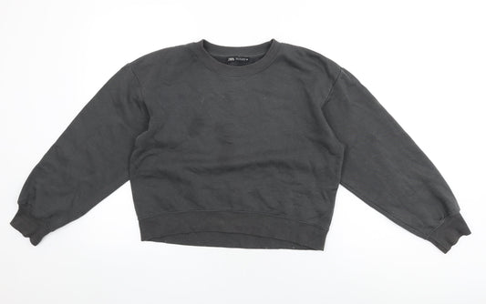 Zara Womens Grey Cotton Pullover Sweatshirt Size S Pullover