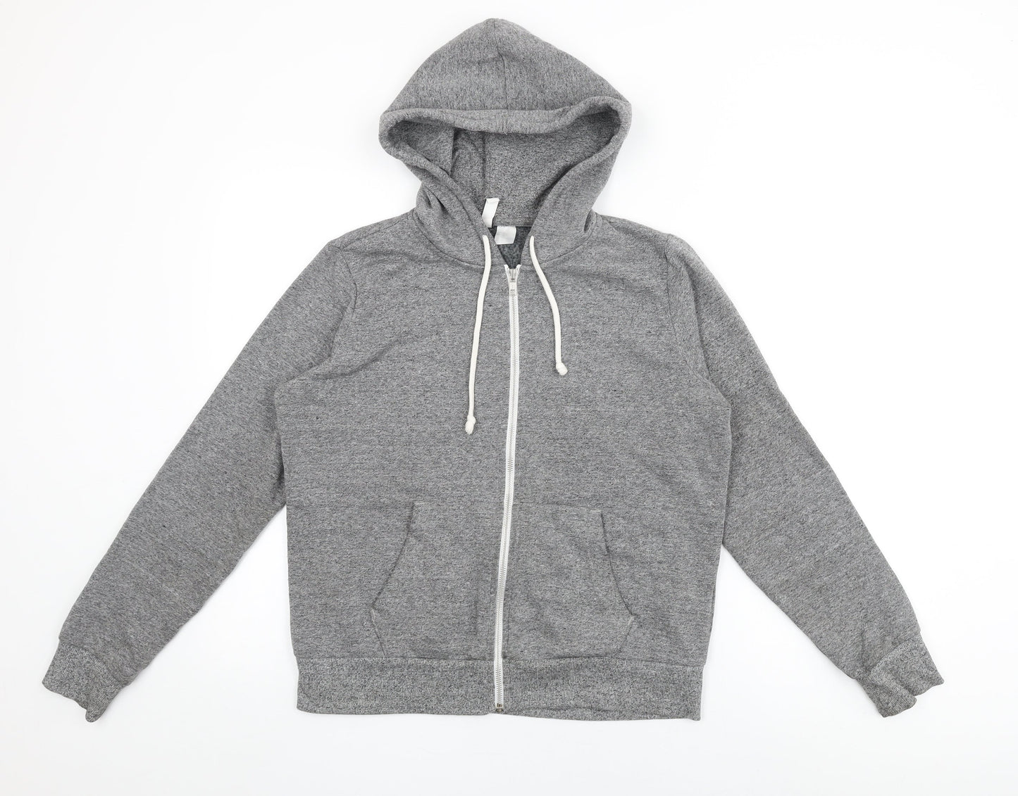 H&M Womens Grey Cotton Full Zip Hoodie Size M Zip