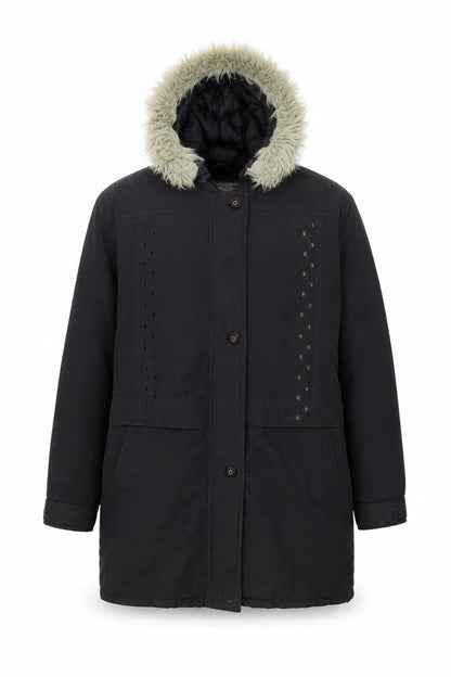 EMOS Mens Black Overcoat Coat Size L Zip
