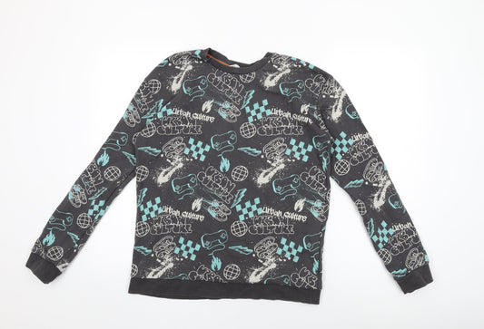 Marks and Spencer Boys Grey Cotton Pullover Sweatshirt Size 15-16 Years Pullover - Urban Culture