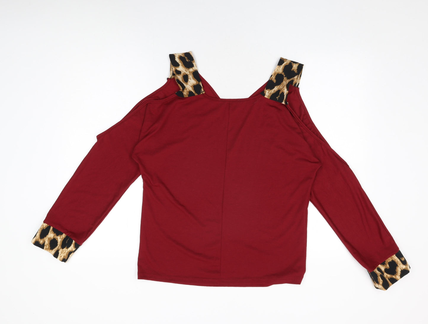 Yoins Womens Red Animal Print Polyester Basic T-Shirt Size 8 V-Neck - Size 8/10