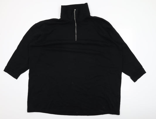 H&M Womens Black Cotton Basic T-Shirt Size XL High Neck