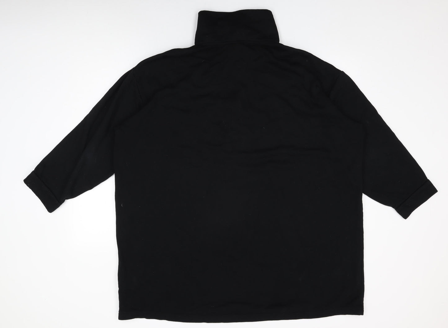 H&M Womens Black Cotton Basic T-Shirt Size XL High Neck