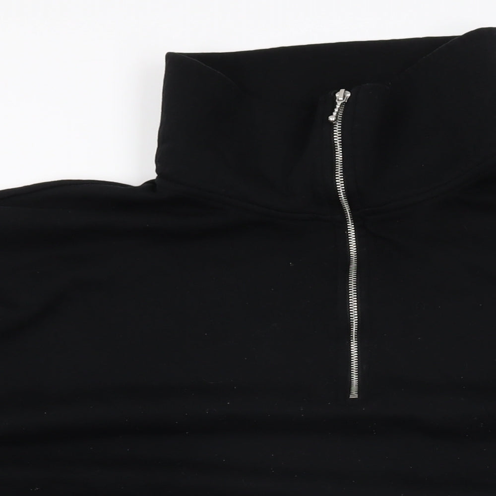 H&M Womens Black Cotton Basic T-Shirt Size XL High Neck