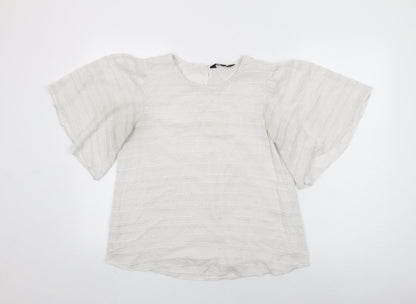 Dorothy Perkins Womens White Polyester Basic T-Shirt Size 12 Round Neck