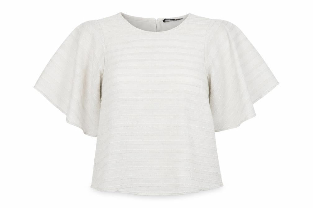 Dorothy Perkins Womens White Polyester Basic T-Shirt Size 12 Round Neck