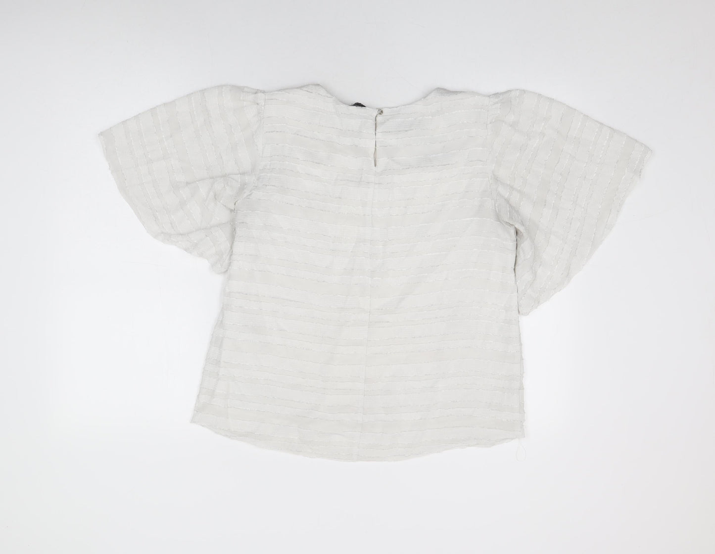Dorothy Perkins Womens White Polyester Basic T-Shirt Size 12 Round Neck