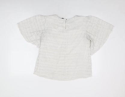Dorothy Perkins Womens White Polyester Basic T-Shirt Size 12 Round Neck