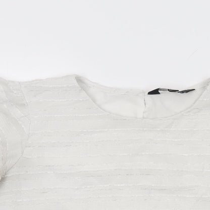 Dorothy Perkins Womens White Polyester Basic T-Shirt Size 12 Round Neck