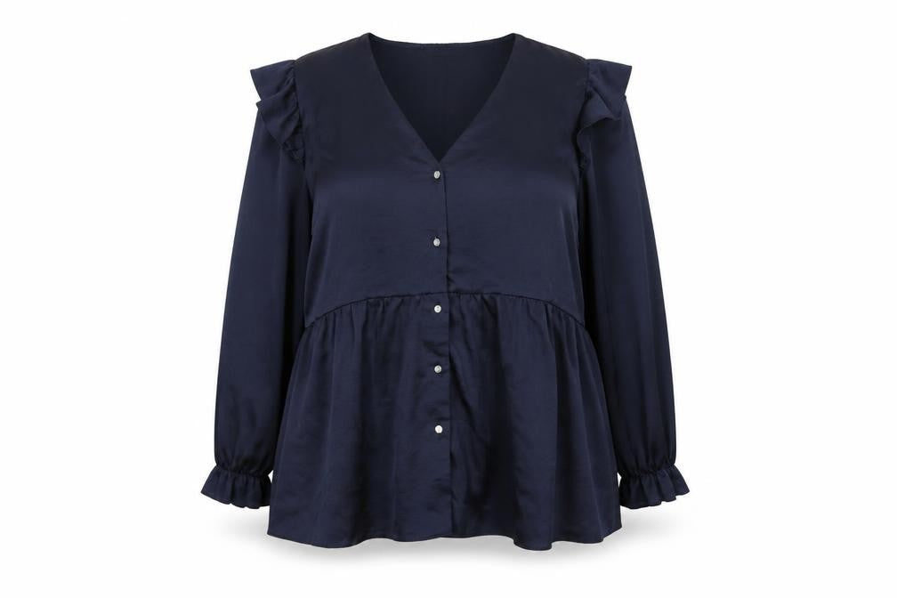 Very Womens Blue Polyester Basic Button-Up Size 18 V-Neck