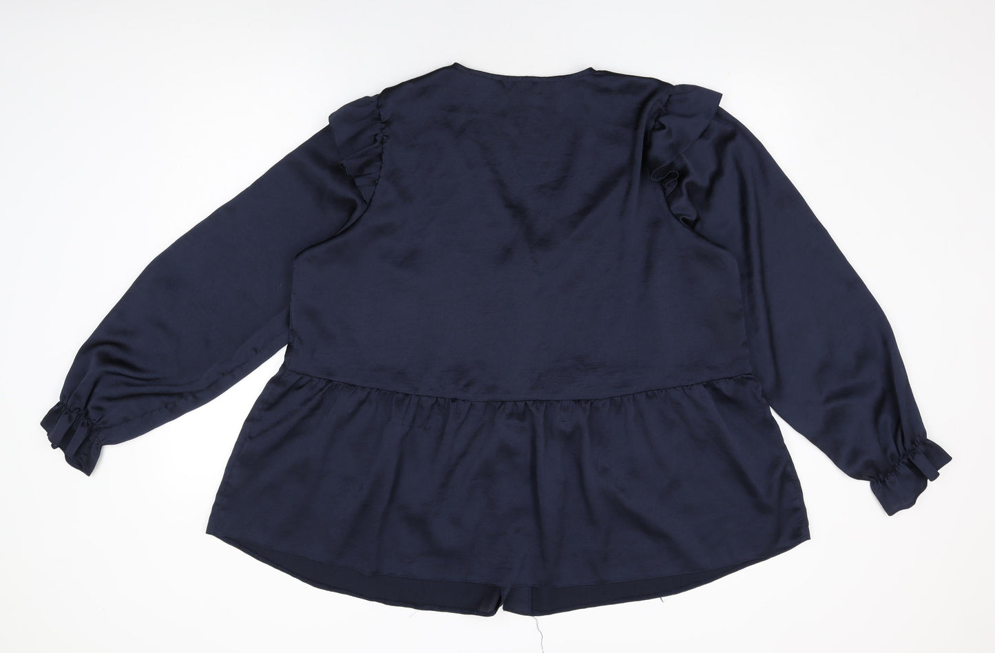 Very Womens Blue Polyester Basic Button-Up Size 18 V-Neck