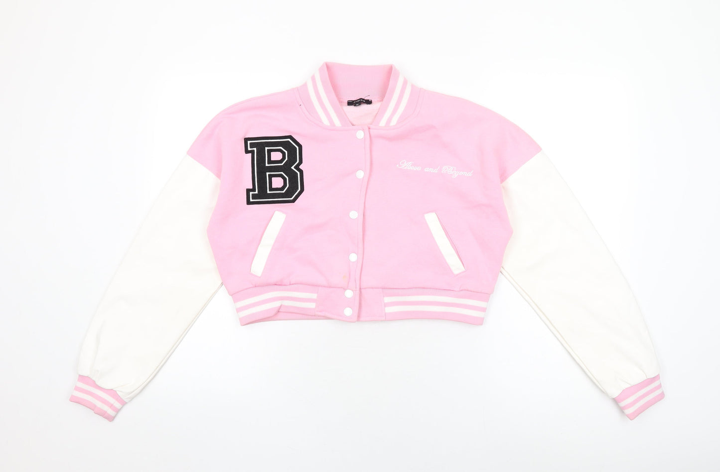 Rising Womens Pink Varsity Jacket Jacket Size M Lace Up - Above And Beyond