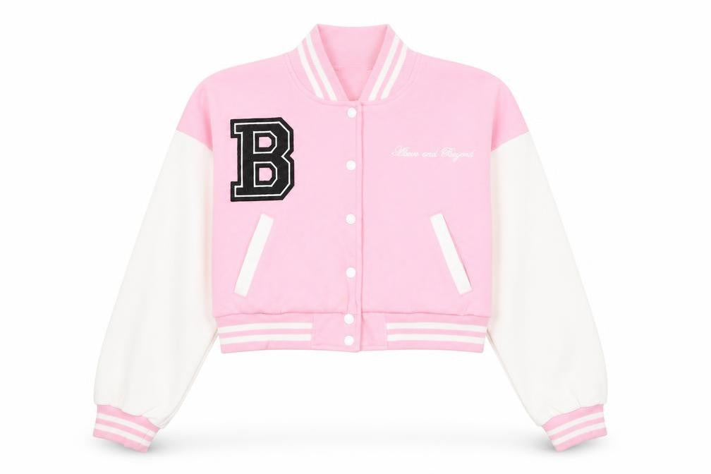 Rising Womens Pink Varsity Jacket Jacket Size M Lace Up - Above And Beyond