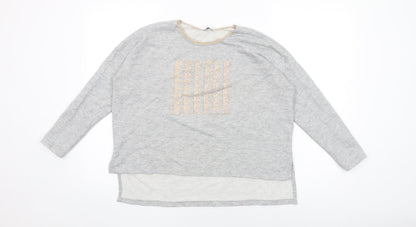 Zara Womens Grey Cotton Basic T-Shirt Size S Round Neck