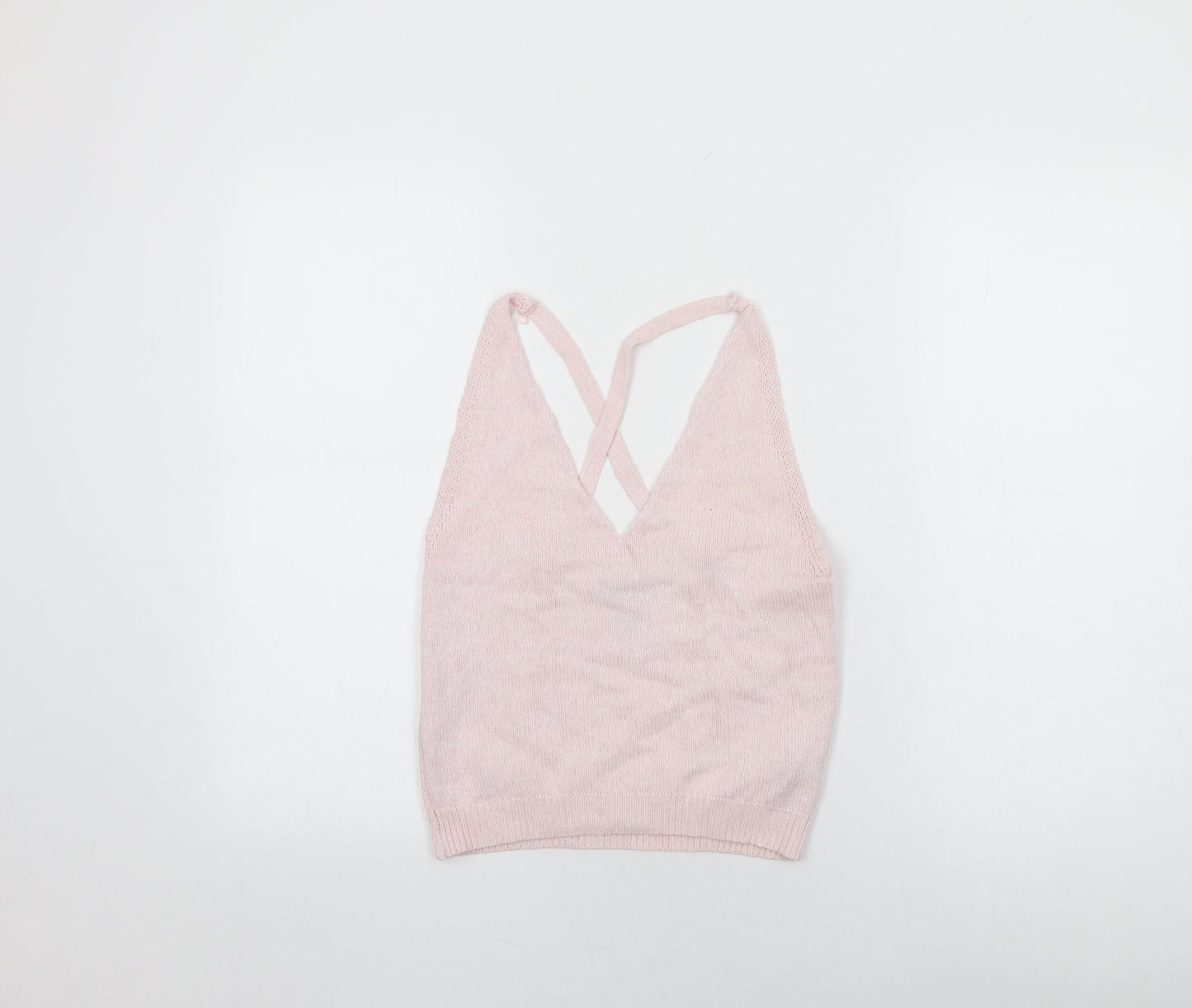 FOREVER 21 Womens Pink Cotton Basic T-Shirt Size M V-Neck