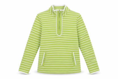 Bonmarché Womens Green Striped Polyester Pullover Sweatshirt Size S Zip