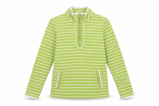 Bonmarché Womens Green Striped Polyester Pullover Sweatshirt Size S Zip