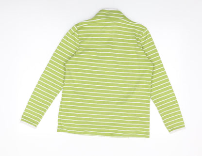 Bonmarché Womens Green Striped Polyester Pullover Sweatshirt Size S Zip