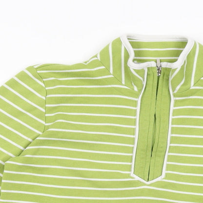Bonmarché Womens Green Striped Polyester Pullover Sweatshirt Size S Zip