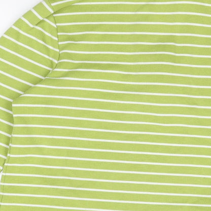 Bonmarché Womens Green Striped Polyester Pullover Sweatshirt Size S Zip