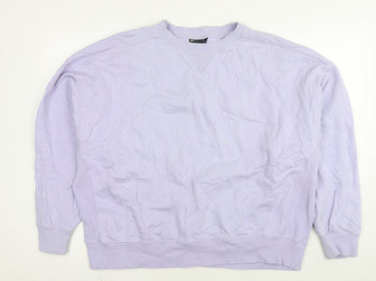 Additional front view of ASOS women’s purple cotton pullover sweatshirt, size UK 8, pullover