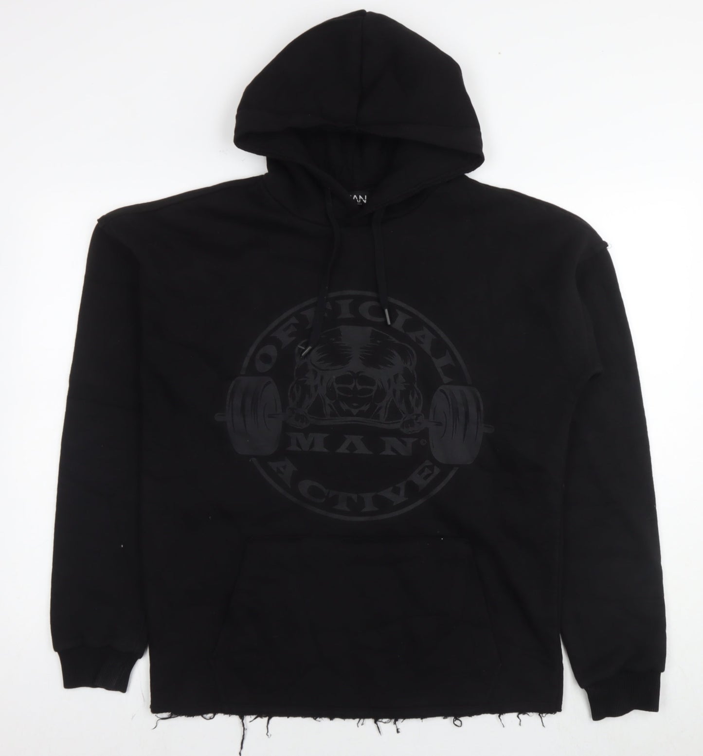 Boohoo Mens Black Cotton Pullover Hoodie Size M - Weightlifting Man Official