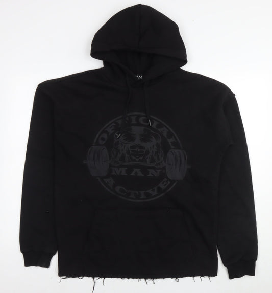 Boohoo Mens Black Cotton Pullover Hoodie Size M - Weightlifting Man Official