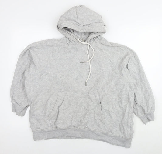 H&M Womens Grey Cotton Pullover Hoodie Size L Pullover