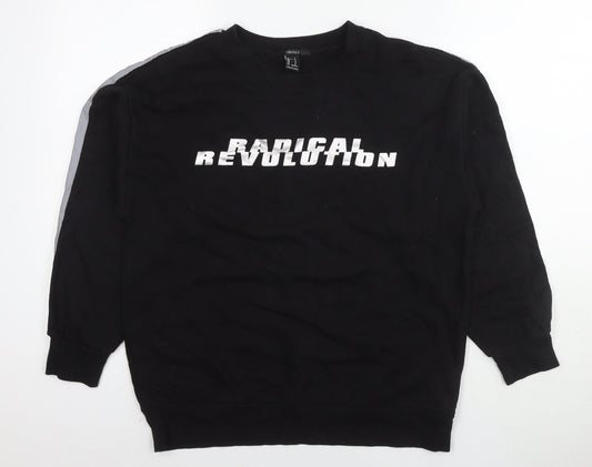 FOREVER 21 Womens Black Cotton Pullover Sweatshirt Size S Pullover - Reflective Radical Revolution