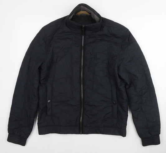 Marks and Spencer Mens Black Quilted Jacket Size M Zip