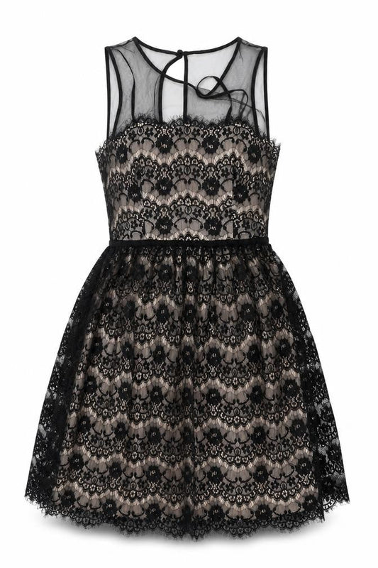 Maggy London Womens Black Nylon Fit & Flare Size 4 Round Neck Zip