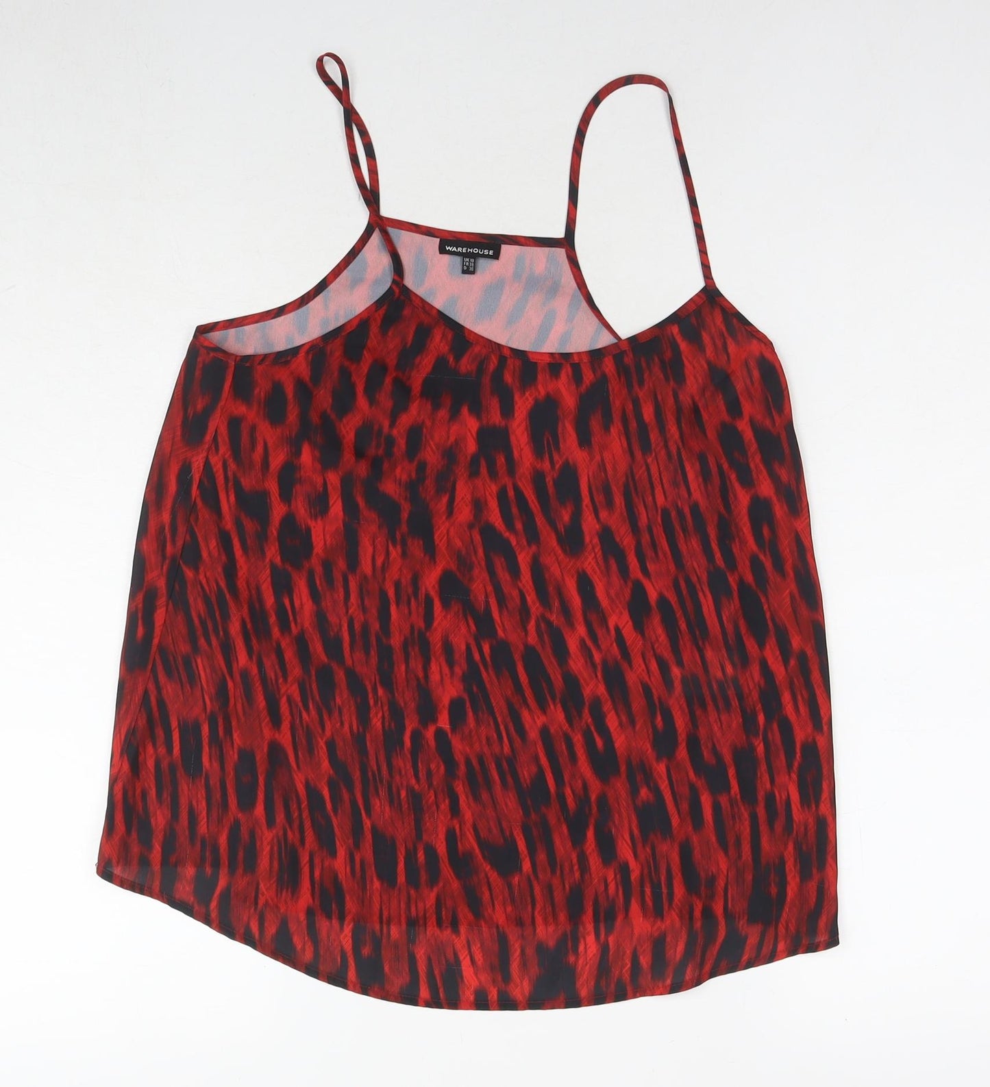 Warehouse Womens Red Animal Print Polyester Camisole Tank Size 10 Round Neck - Leopard Print