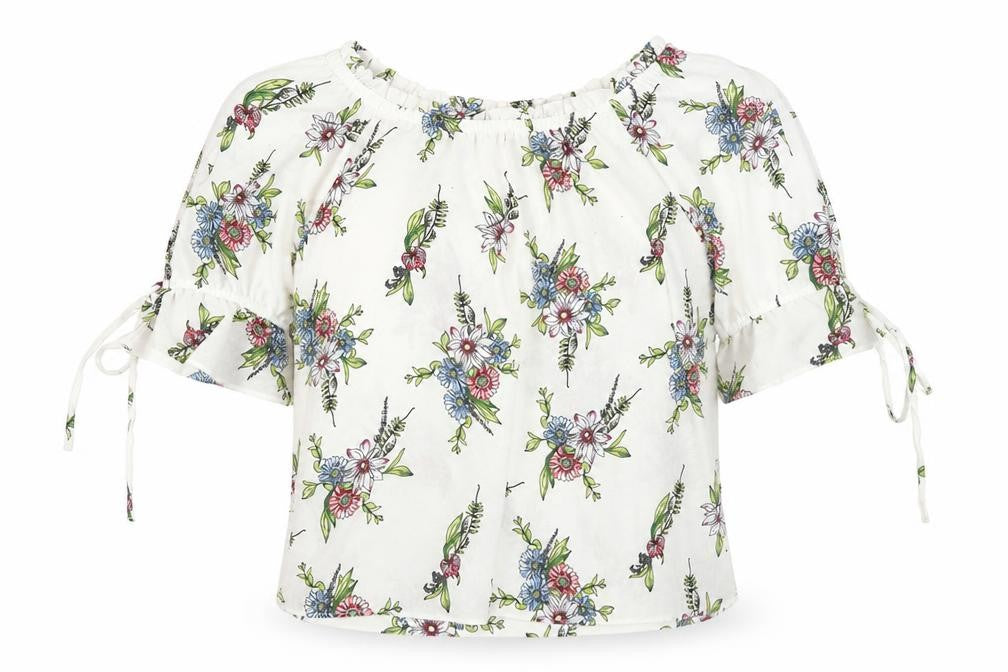 Signature Studio Womens White Floral Patent Leather Basic Blouse Size L Off the Shoulder