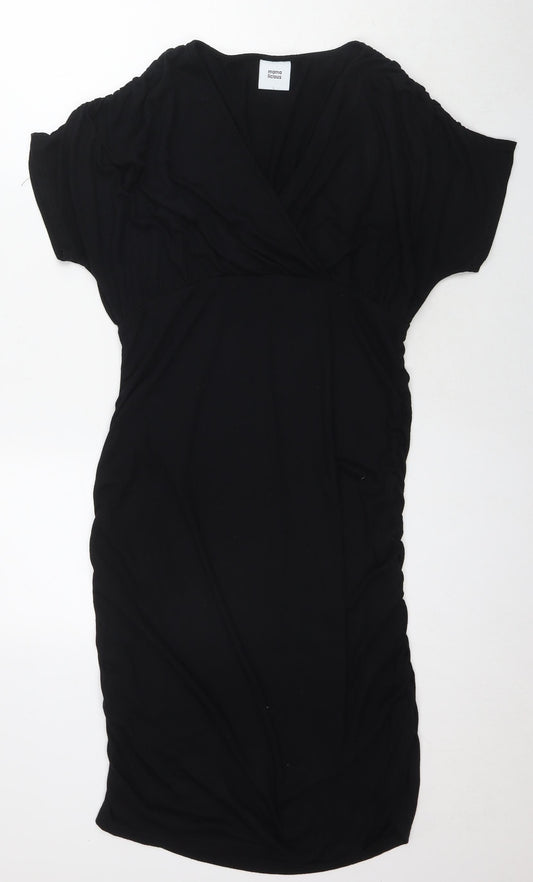 Mama:licious Womens Black Polyester A-Line Size L V-Neck Pullover